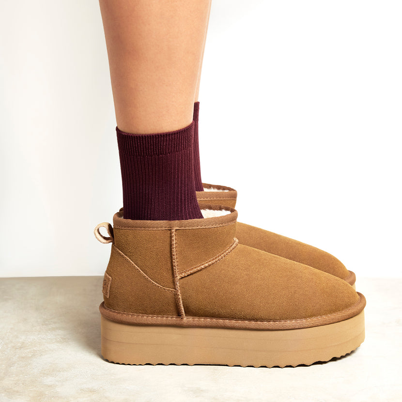 BOTAS AUSTRALIANAS COLOR CUERO CON PLATAFORMA PARA MUJER BANCROFT