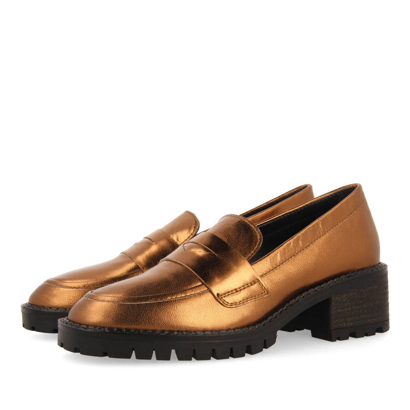 Mocasines de piel color bronce para mujer volda 
