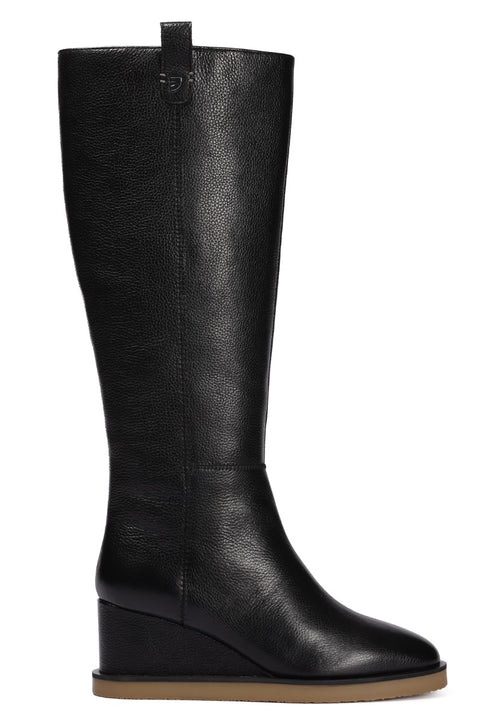 Bota negra de piel con cuña para mujer freuchie