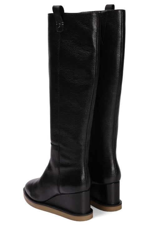 Bota negra de piel con cuña para mujer freuchie