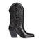 BOTA TIPO COWBOY EM PELE PRETA COM DETALHE DE BORDADO PARA MULHER HERLEV