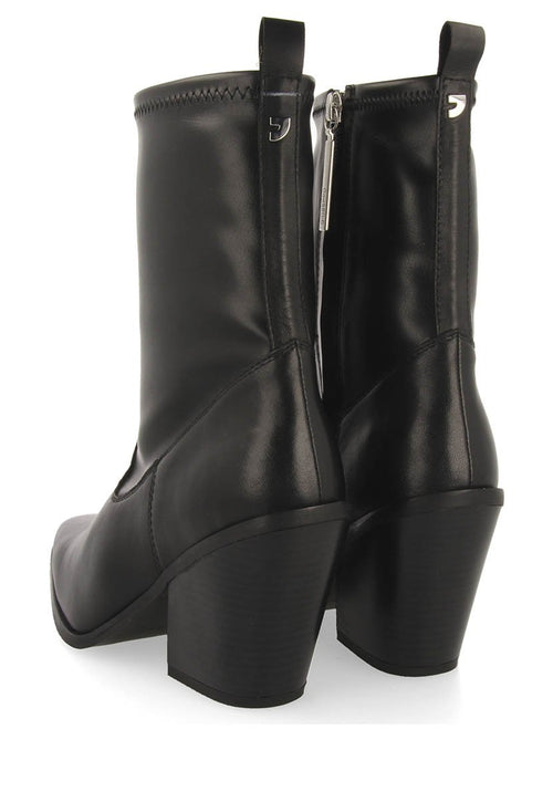 Drymen women's stretchy black leather boots with semi-square toes