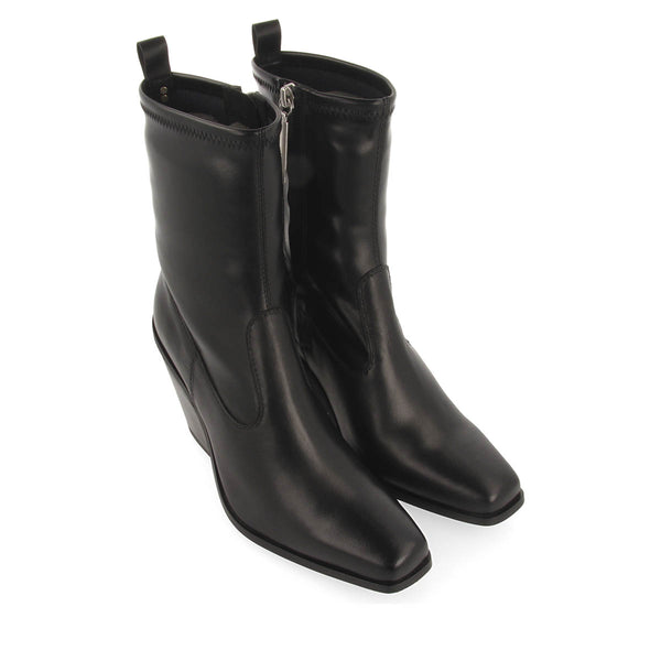 Bota elástica de piel color negro y punta semicuadrada para mujer drymen