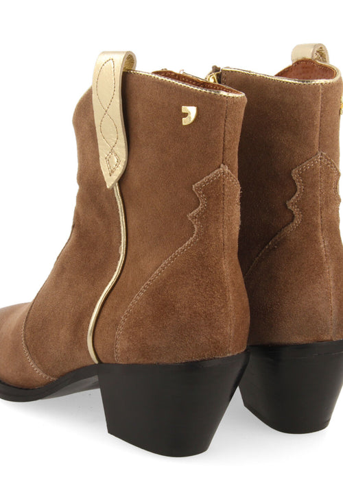 Airth women's taupe split-suede cowboy boots with gold details