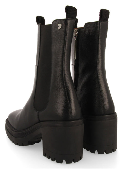 BOTIM PRETO TIPO CHELSEA COM ELÁSTICOS LATERAIS E SOLA TRACK COM TACÃO PARA MULHER HORSENS