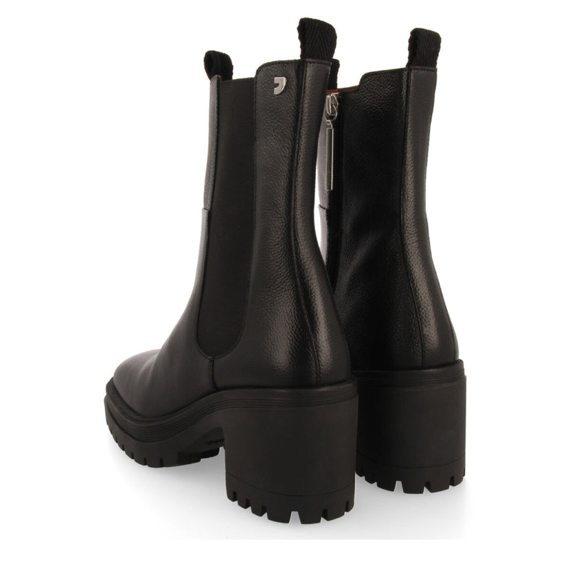 Botín negro tipo chelsea con elásticos laterales y piso track con tacón para mujer horsens