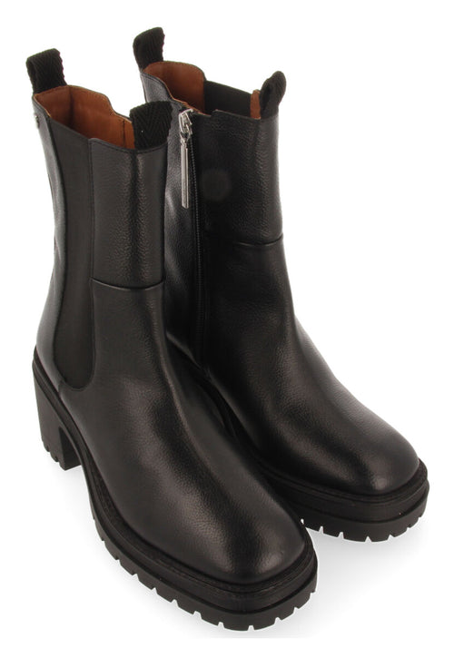 BOTIM PRETO TIPO CHELSEA COM ELÁSTICOS LATERAIS E SOLA TRACK COM TACÃO PARA MULHER HORSENS