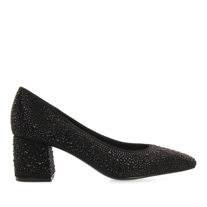 Darnick women's black court shoes with crystals