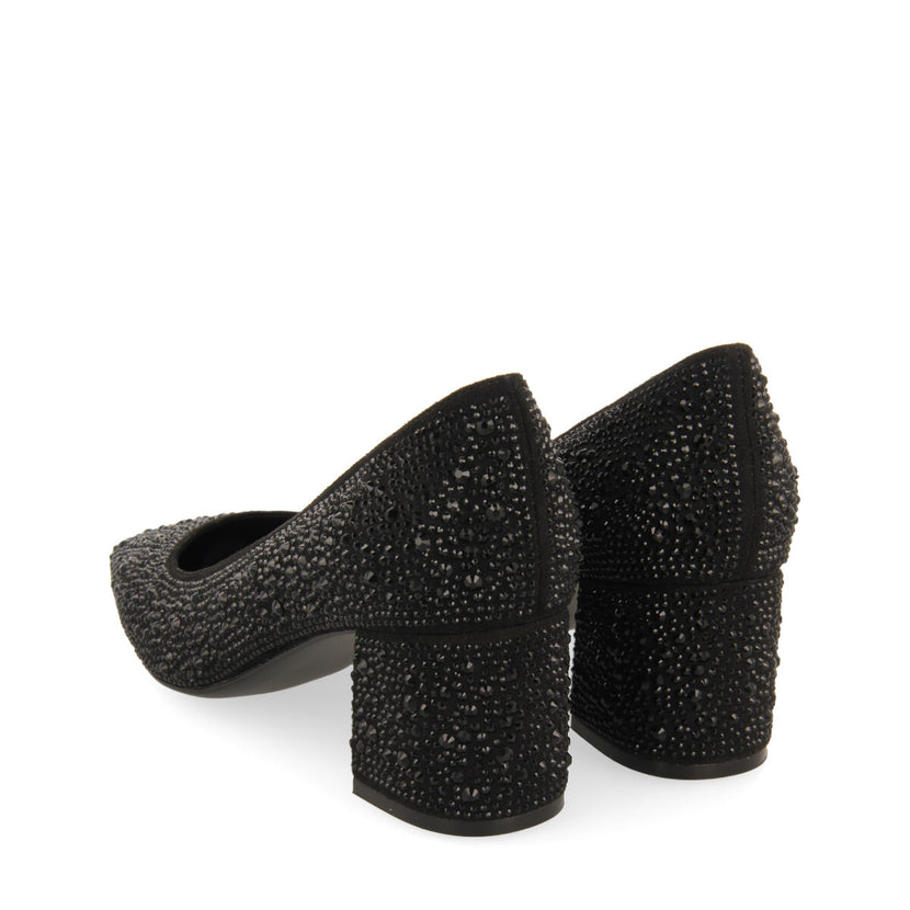 Darnick women's black court shoes with crystals