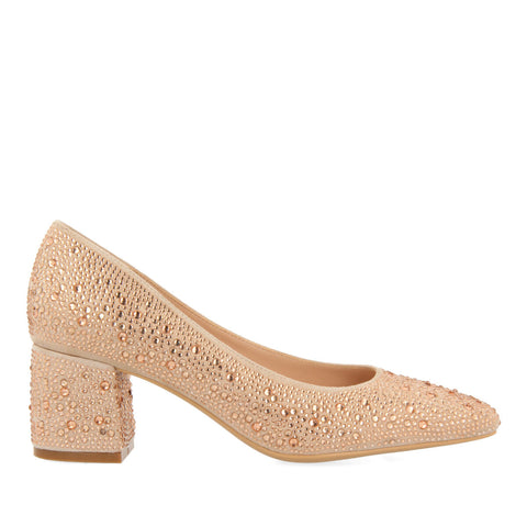ZAPATOS DE SALÓN ORO ROSADO CON DETALLE DE CRISTALES PARA MUJER DARNICK 