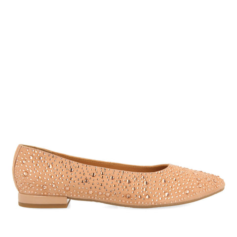 BAILARINAS COLOR ORO ROSADO CON CRISTALES DE STRASS PARA MUJER KANNUS  
