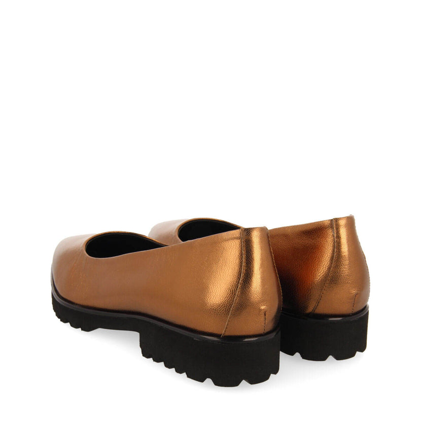 Skrova women's bronze leather ballet flats with track soles