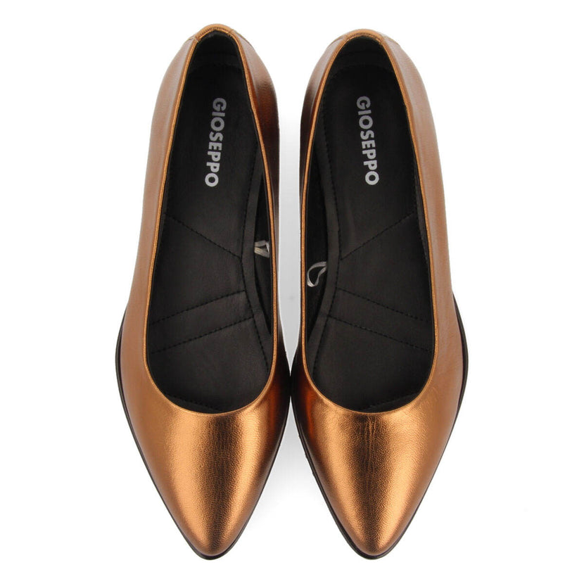 Skrova women's bronze leather ballet flats with track soles