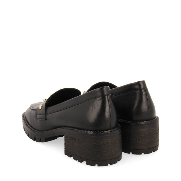 Mocasines negros de piel con detalle de tachuelas para mujer ahtari 
