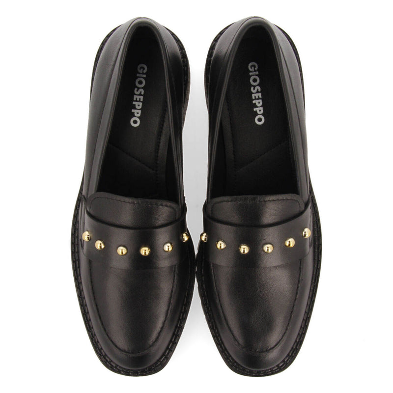 Mocasines negros de piel con detalle de tachuelas para mujer ahtari 