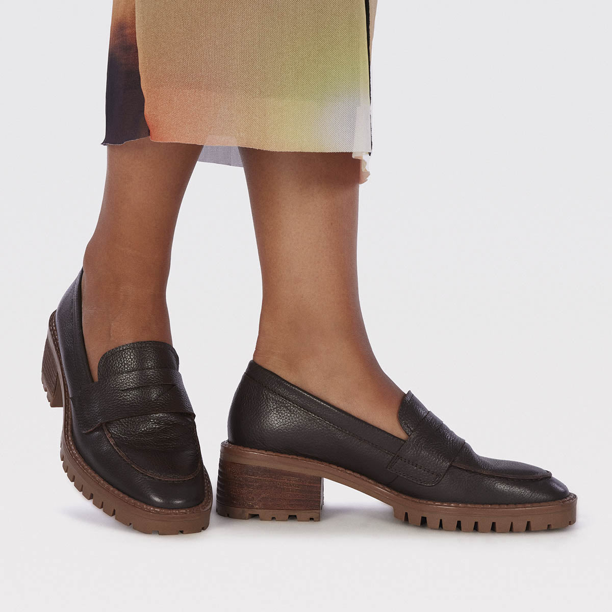 Bismo women's coffee-coloured leather moccasins with track soles