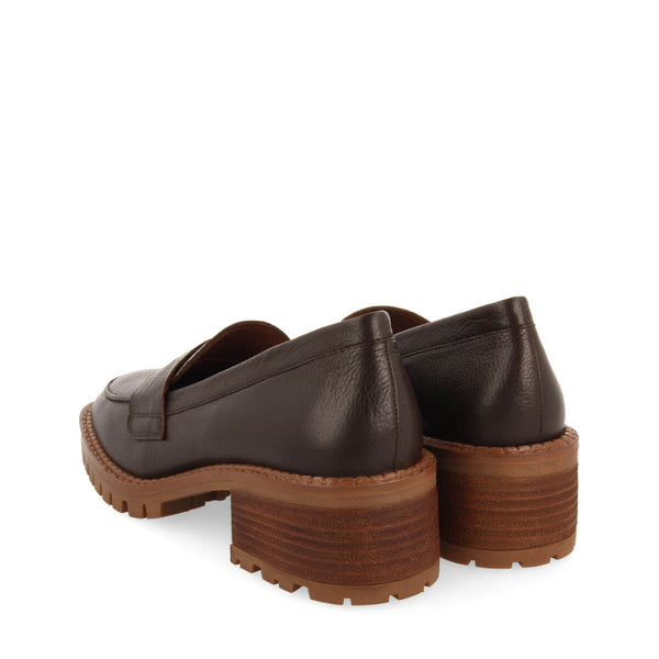 Mocasines de piel color moka con piso track para mujer bismo  