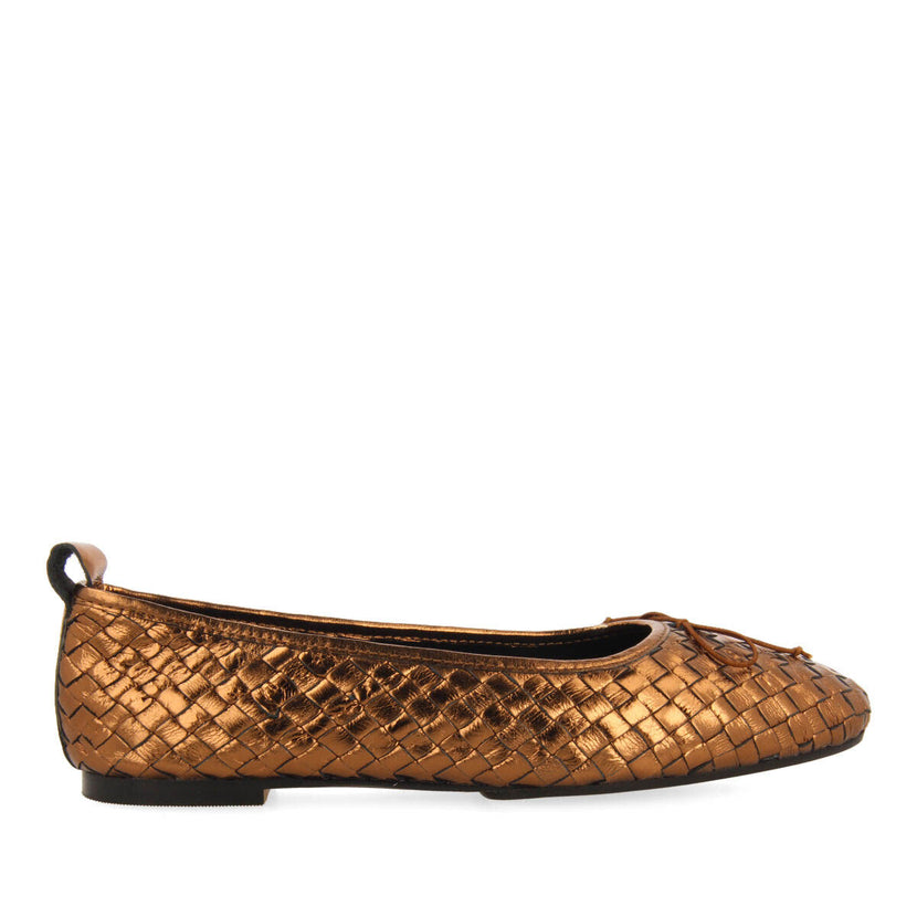 Bailarinas color bronce de piel trenzada para mujer tulbing 
