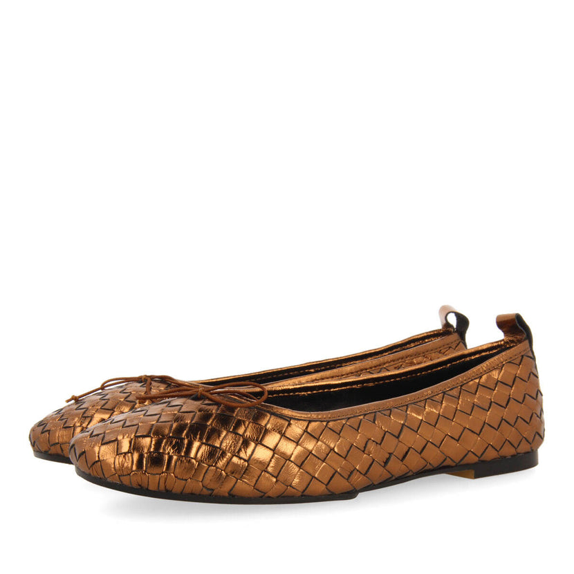 Bailarinas color bronce de piel trenzada para mujer tulbing 