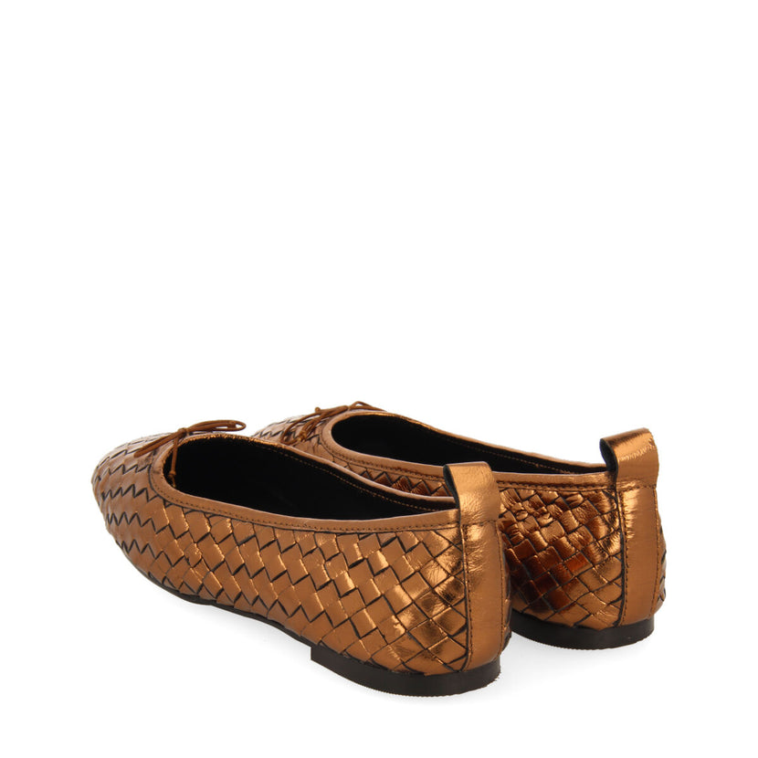 Bailarinas color bronce de piel trenzada para mujer tulbing 