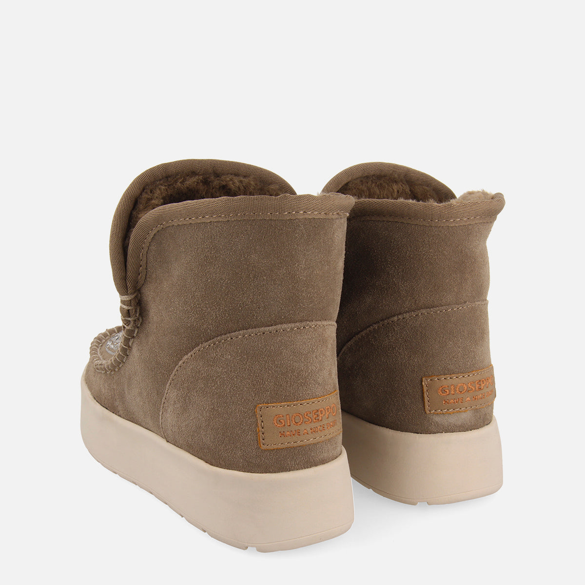 Botín tipo australiano de serraje taupe con cristales para mujer cupar 