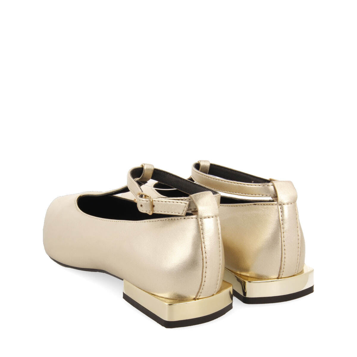 Bailarinas doradas de piel con tiras para mujer ratho  