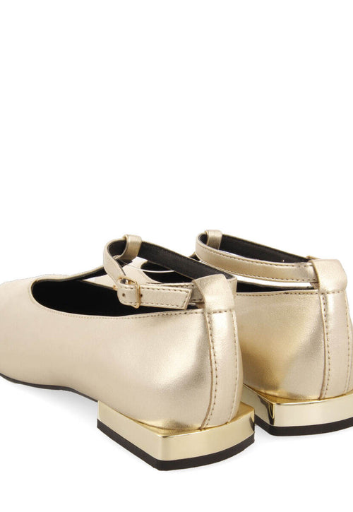 Bailarinas doradas de piel con tiras para mujer ratho  
