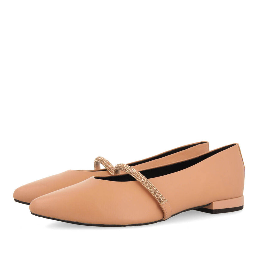 Bailarinas nude de piel con detalle de tira con strass para mujer lamlash 