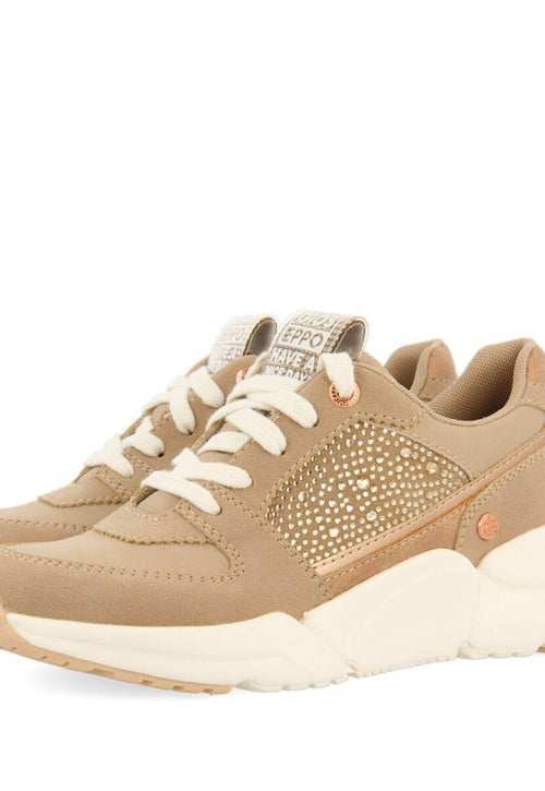 Hartl children's nude sneakers with rhinestones and shades of gold