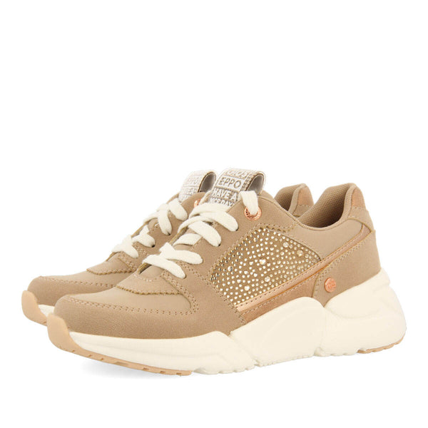 Hartl children's nude sneakers with rhinestones and shades of gold