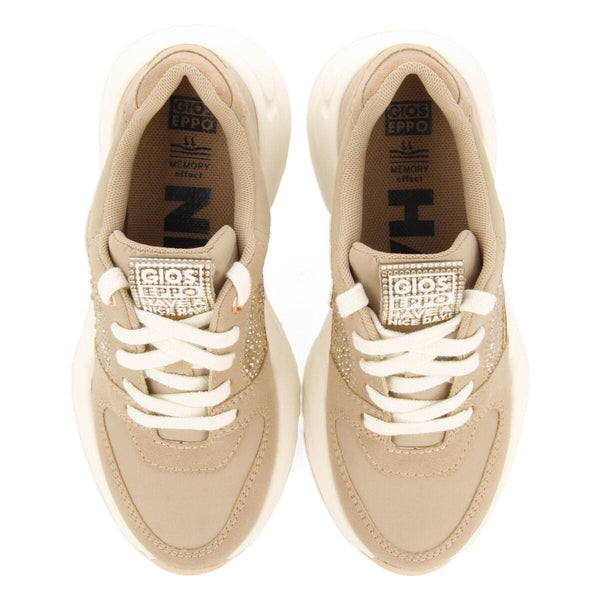 Hartl children's nude sneakers with rhinestones and shades of gold
