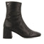Artas women's black leather ankle boots with mid heels and round toes