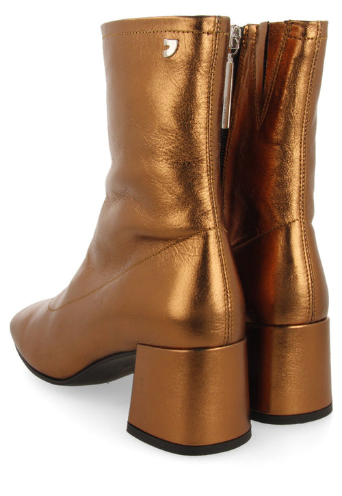 Bottines bronze en peau à talon moyen et bout arrondi pour femme evanton