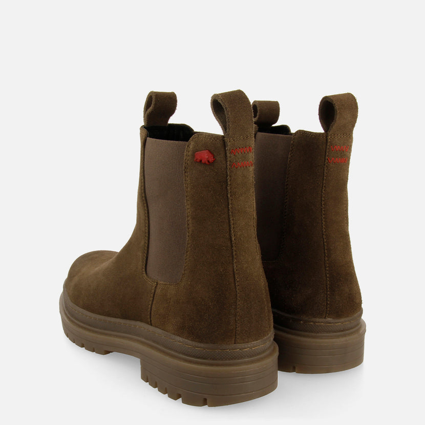 Botas tipo chelsea de piel en serraje color caqui para hombre randegg 