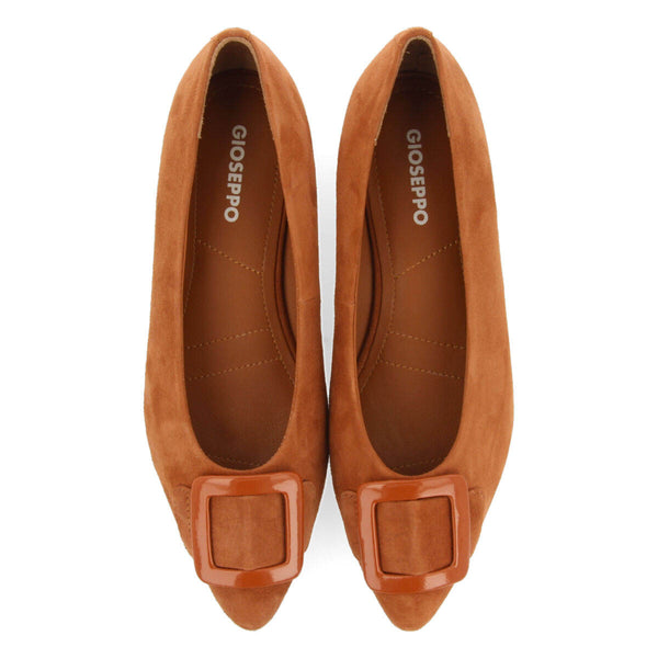 Bailarinas color cuero de piel con detalle de hebilla en charol para mujer ballstad