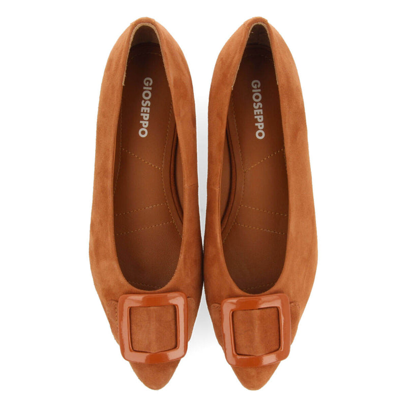Bailarinas color cuero de piel con detalle de hebilla en charol para mujer ballstad