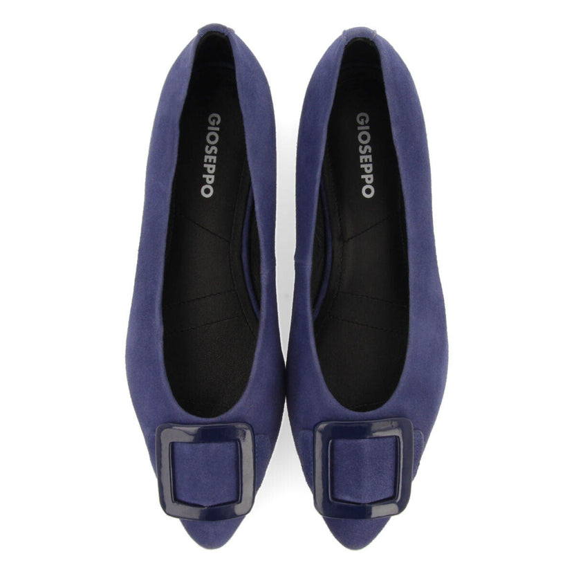 Bailarinas color marino de piel con detalle de hebilla en charol para mujer ballstad