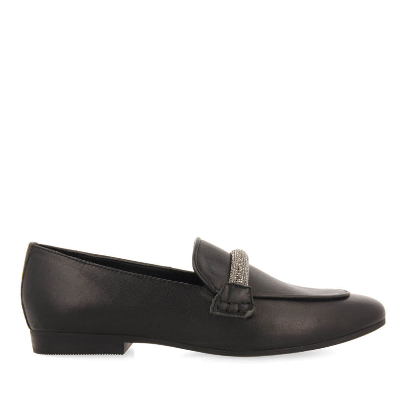 Mocasines de piel negros con detalle de tira con strass para mujer ringsted 