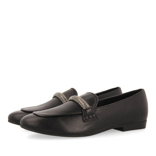 Mocasines de piel negros con detalle de tira con strass para mujer ringsted 