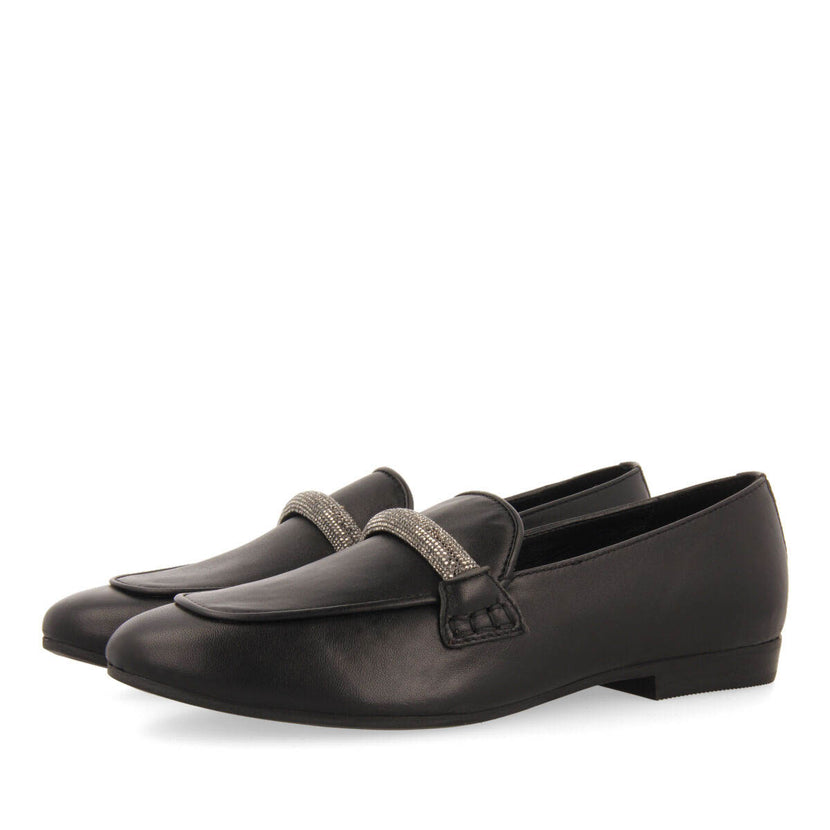 Mocasines de piel negros con detalle de tira con strass para mujer ringsted 