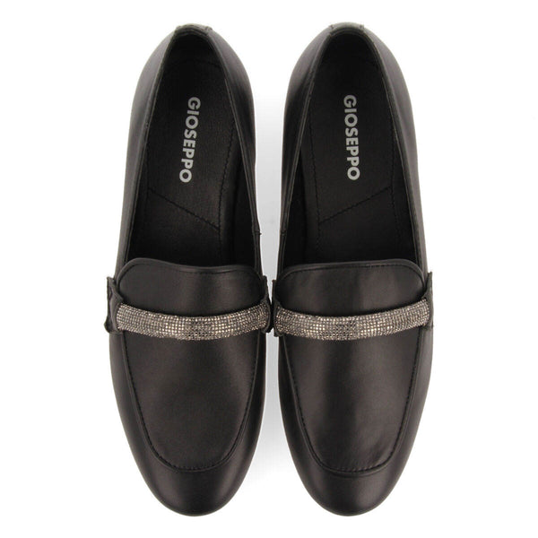 Mocasines de piel negros con detalle de tira con strass para mujer ringsted 