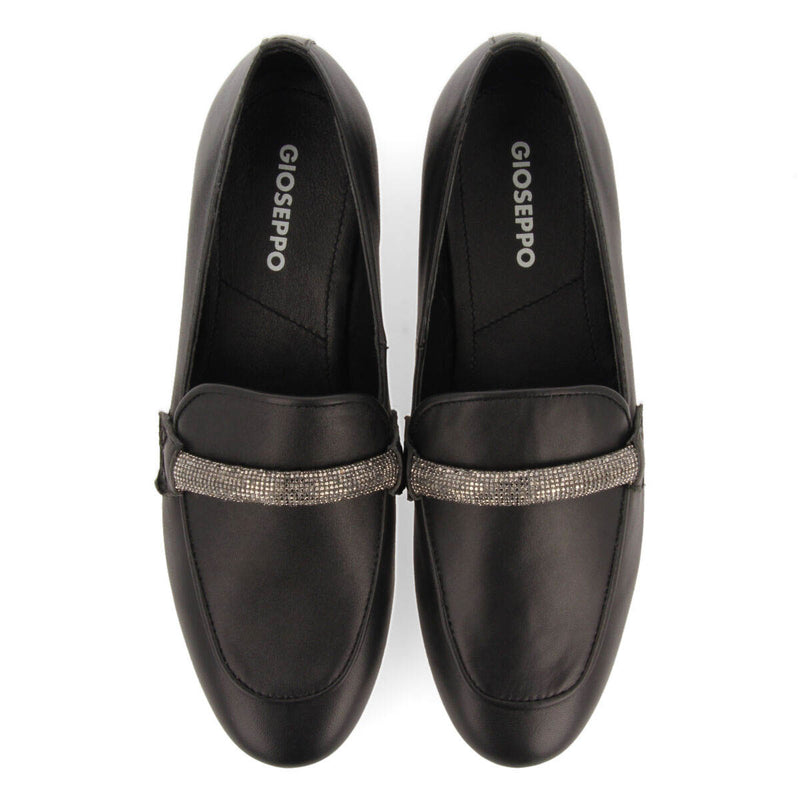 Mocasines de piel negros con detalle de tira con strass para mujer ringsted 