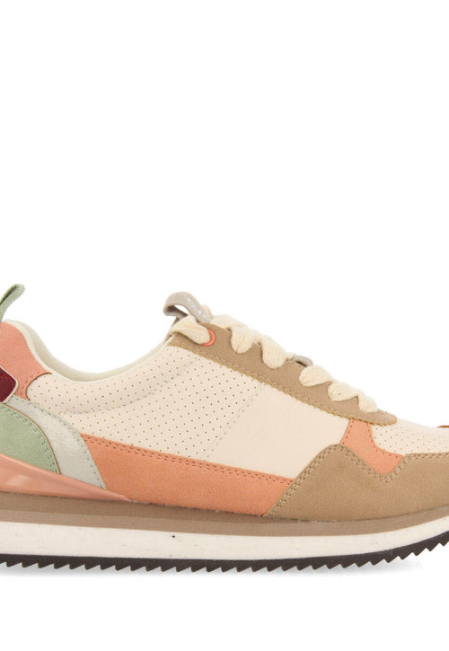 Davis women's cream sneakers with multicoloured details