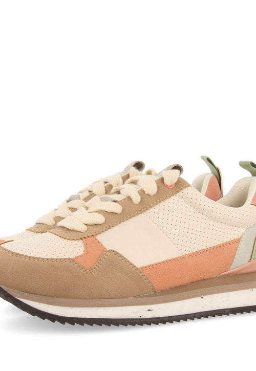 Davis women's cream sneakers with multicoloured details