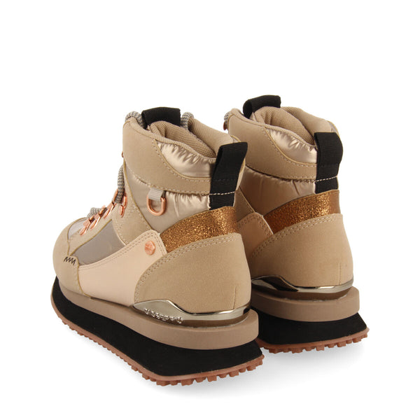 Sneakers doradas tipo botín montañero con detalles para mujer ferney