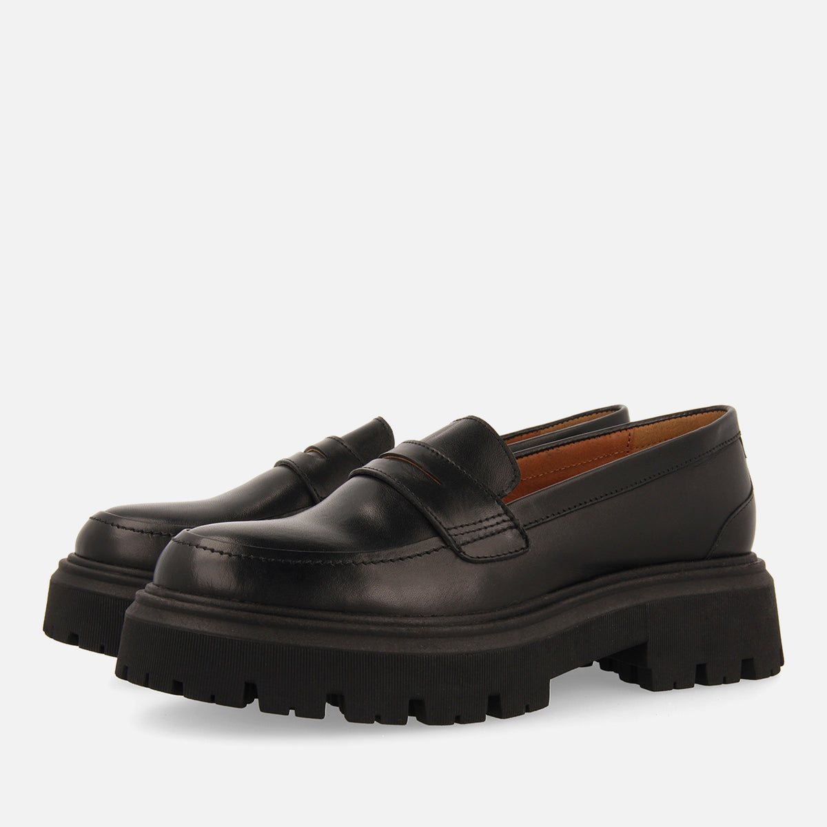 Mocasines negros de piel para mujer steinnes