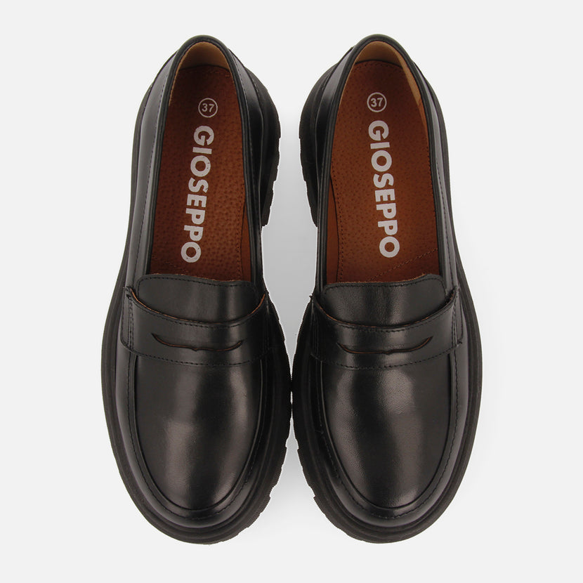 Mocasines negros de piel para mujer steinnes