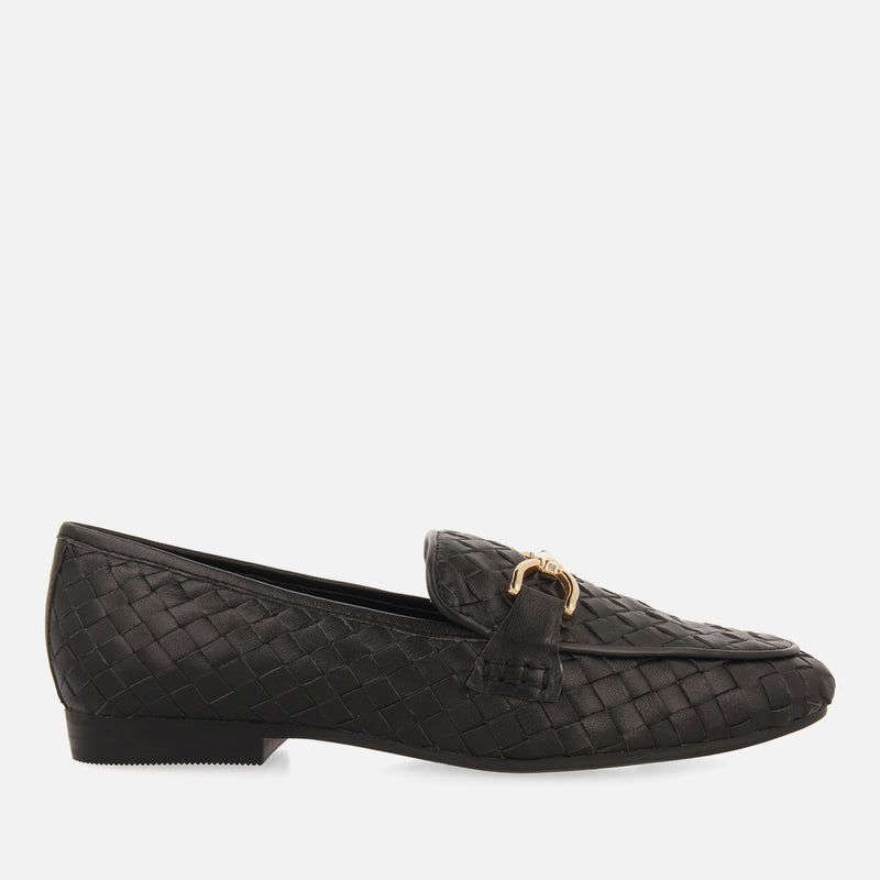Mocasines negros de piel trenzada para mujer emery 
