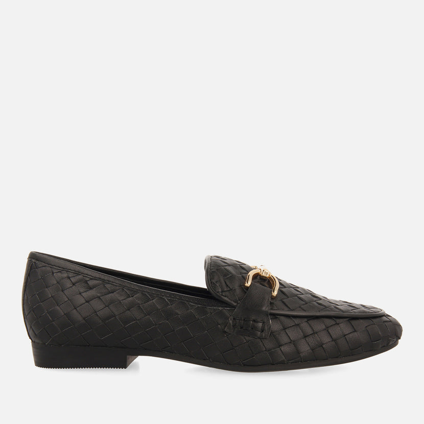 Mocasines negros de piel trenzada para mujer emery 