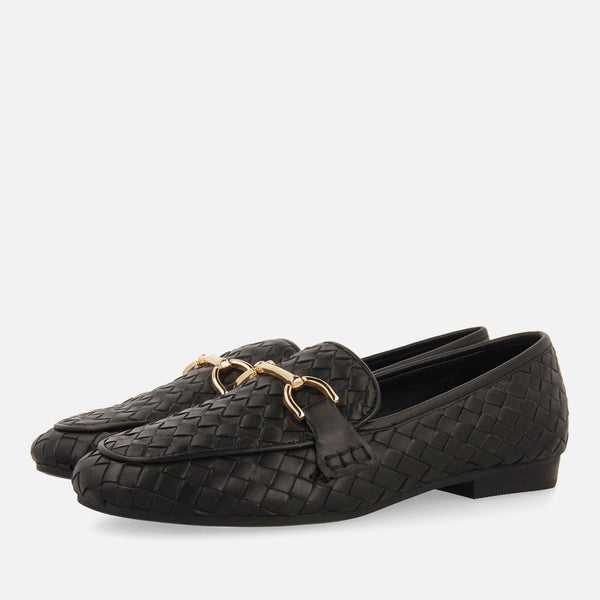 Mocasines negros de piel trenzada para mujer emery 